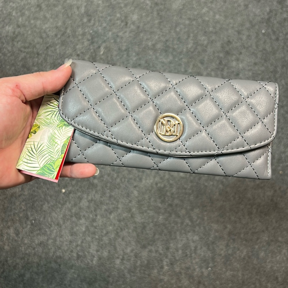 Badgley Mischka Quilted Clutch Wallet - Grey - NWT